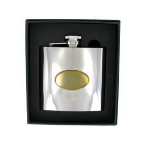 FL6 stainless steel 6-oz hip flask with gold plate