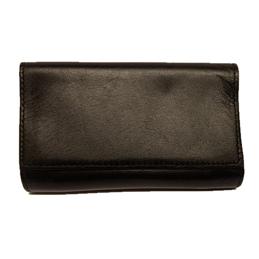 Dr. Plumb black leather roll-up tobacco pouch R – Shave & Coster