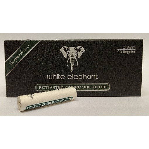 White Elephant 9-mm Charcoal Pipe Filters pack of 20