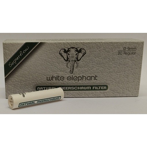 White Elephant 9-mm meerschaum pipe filters Pack of 20